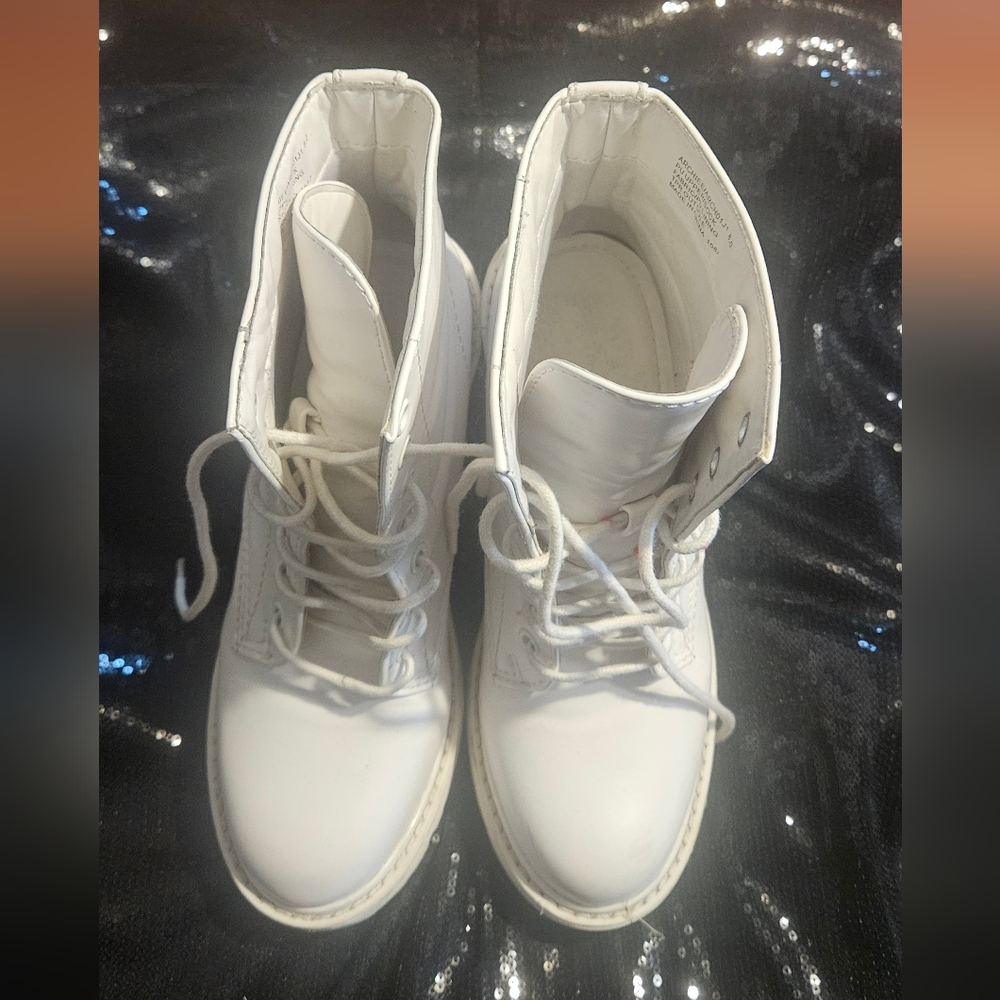 White Lace-Up Boots